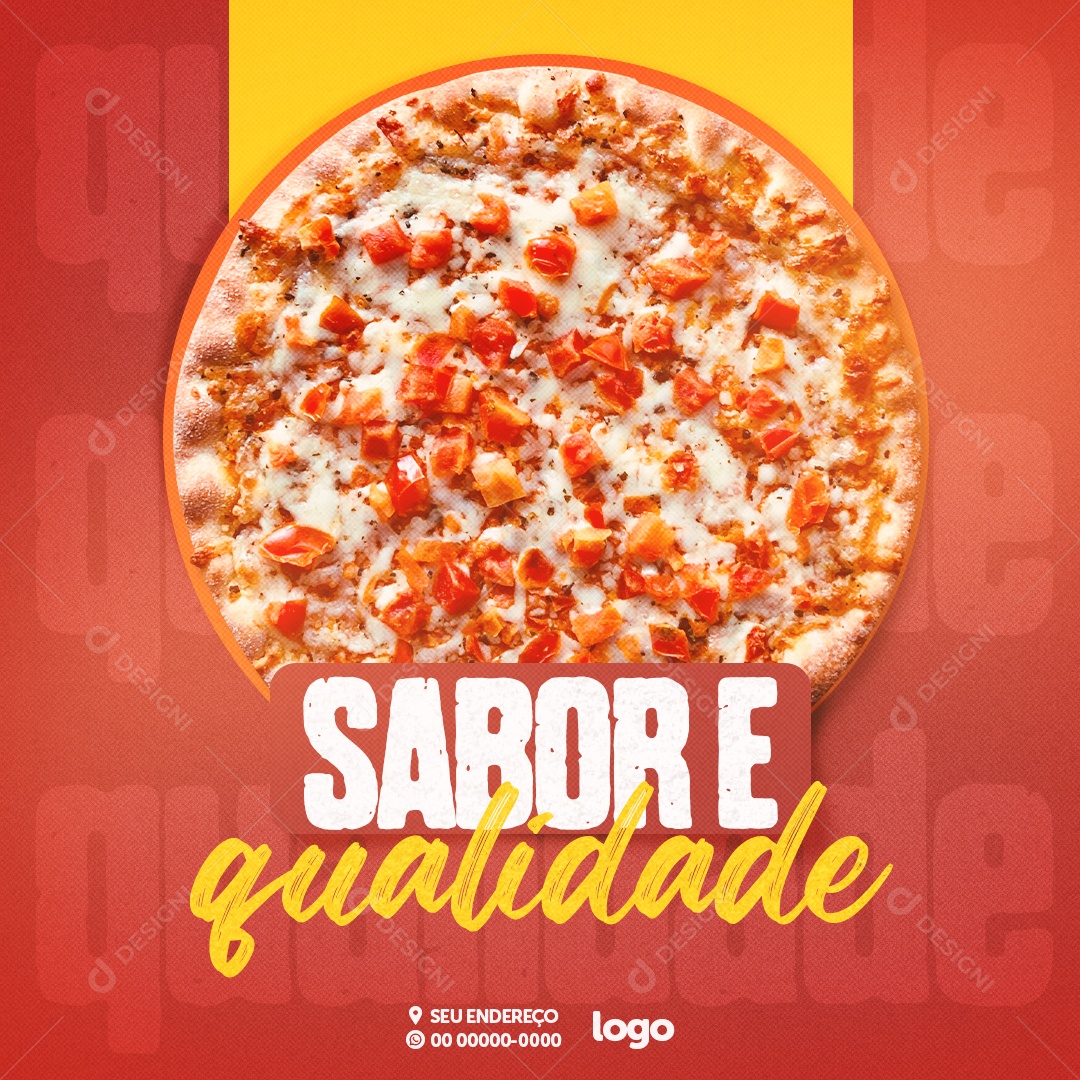 Sabor E Qualidade Pizzaria Social Media PSD Editável