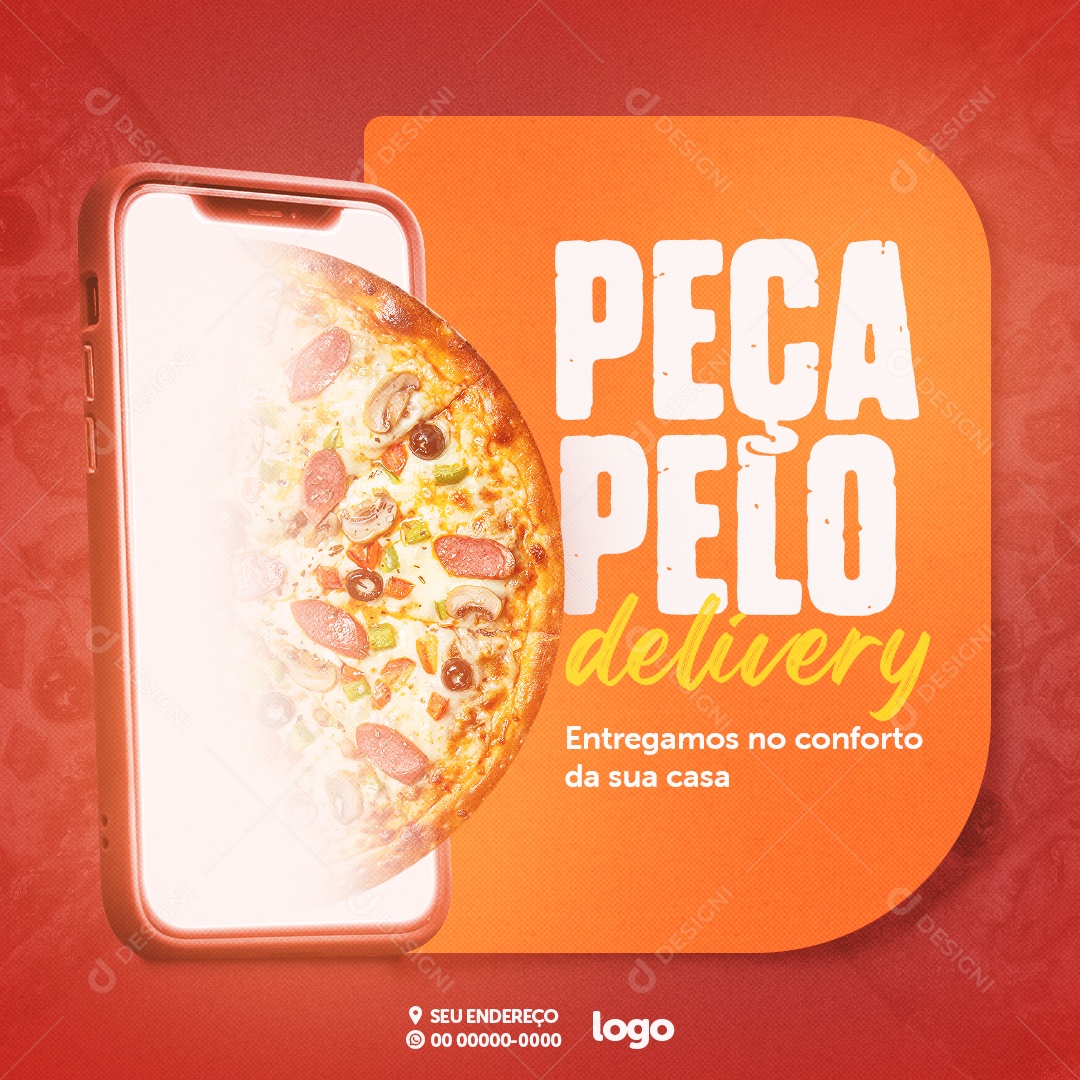 Pizzaria Peça Pelo Delivery Conforto Da Sua Casa Social Media PSD Editável