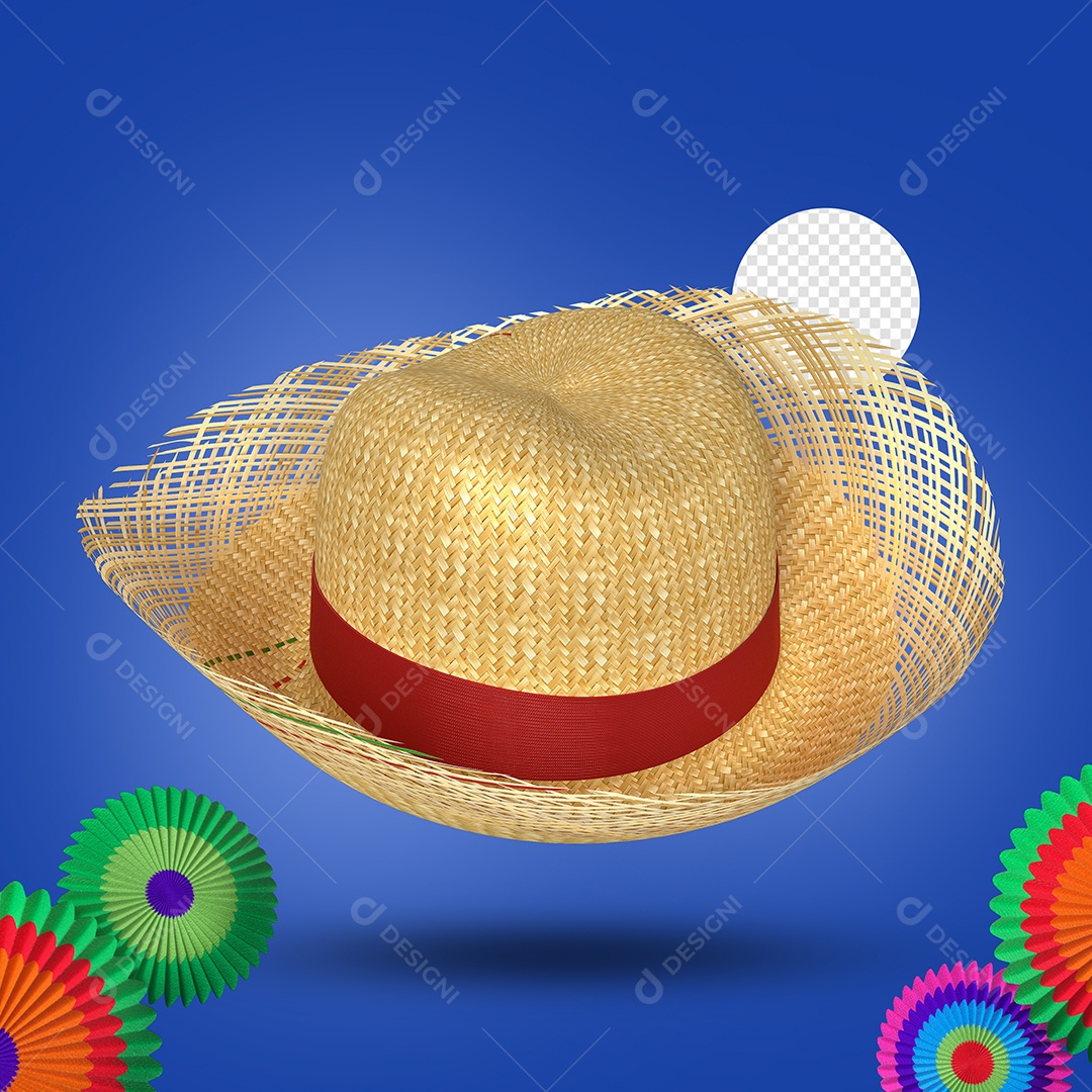 Elemento 3D Chapéu Com Fita Vermelha Para Composição PSD