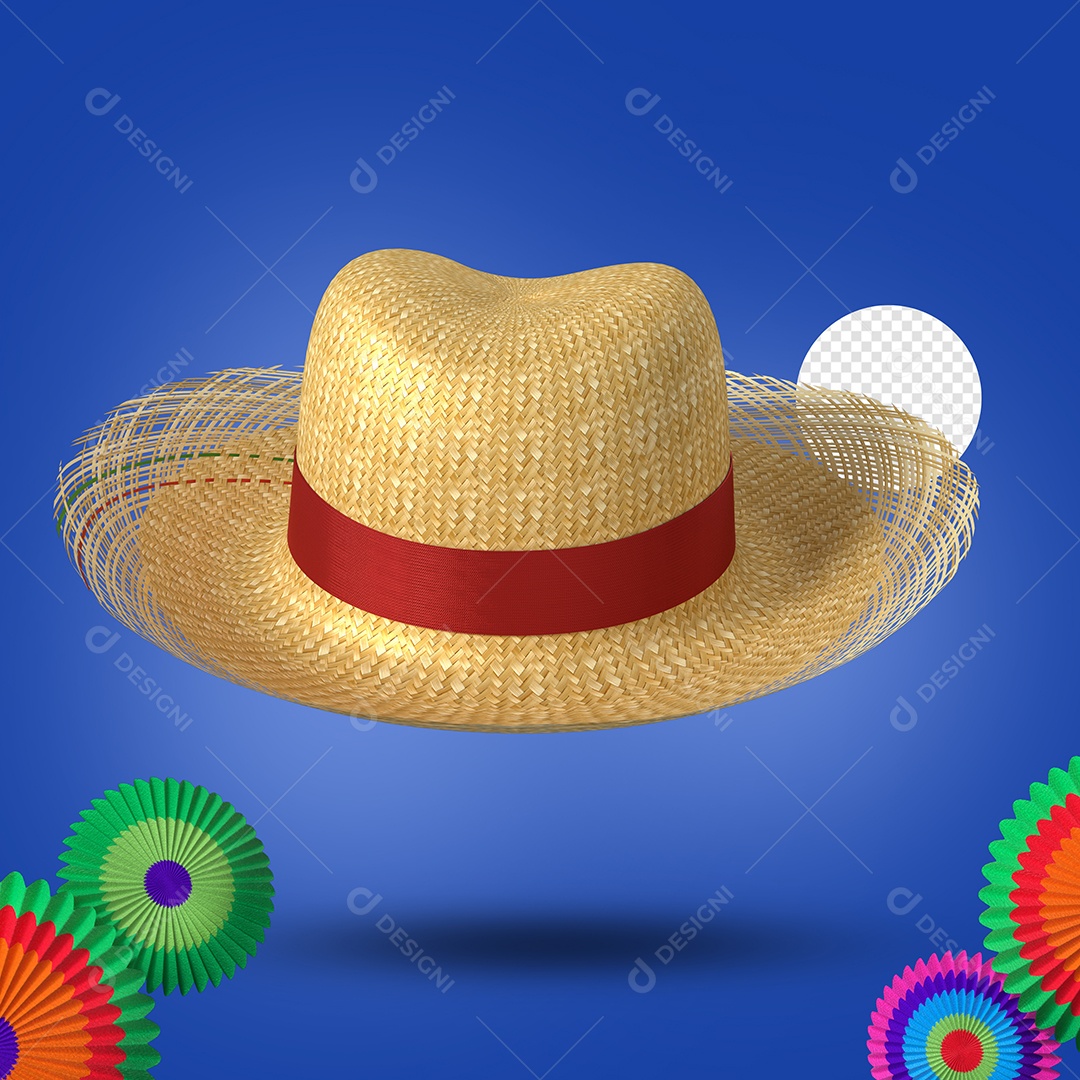 Elemento 3D Chapéu Com Fita Vermelha Para Composição PSD