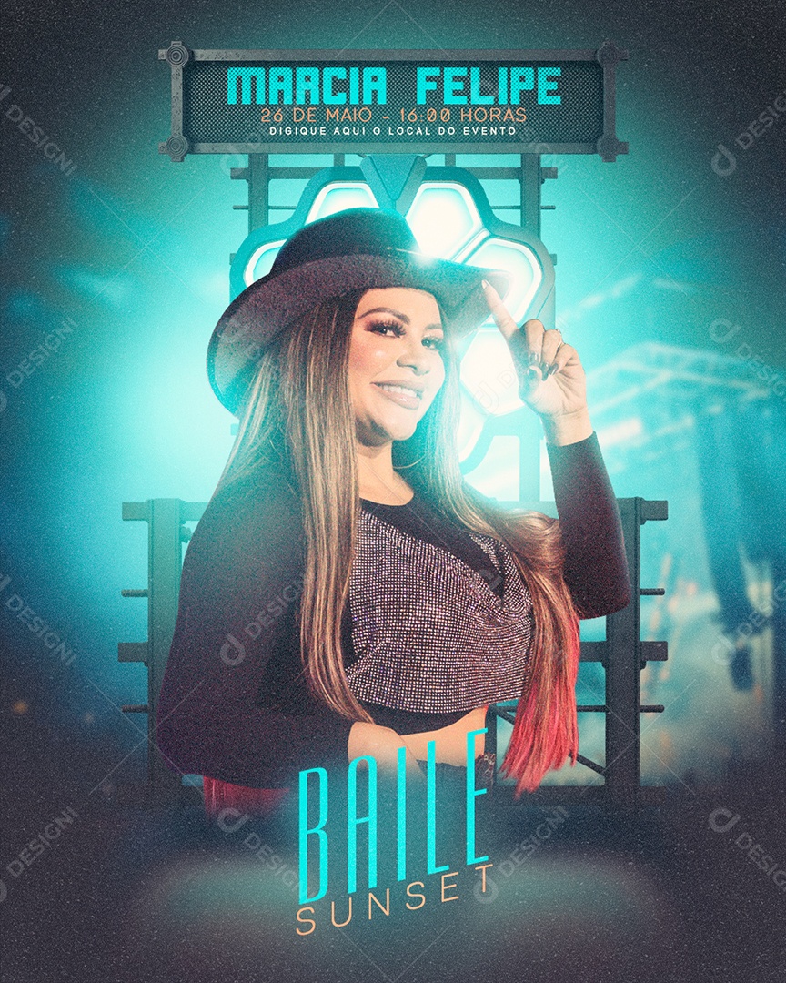 Show Baile Sunset Marcia Felipe Flyer Social Media PSD Editavel