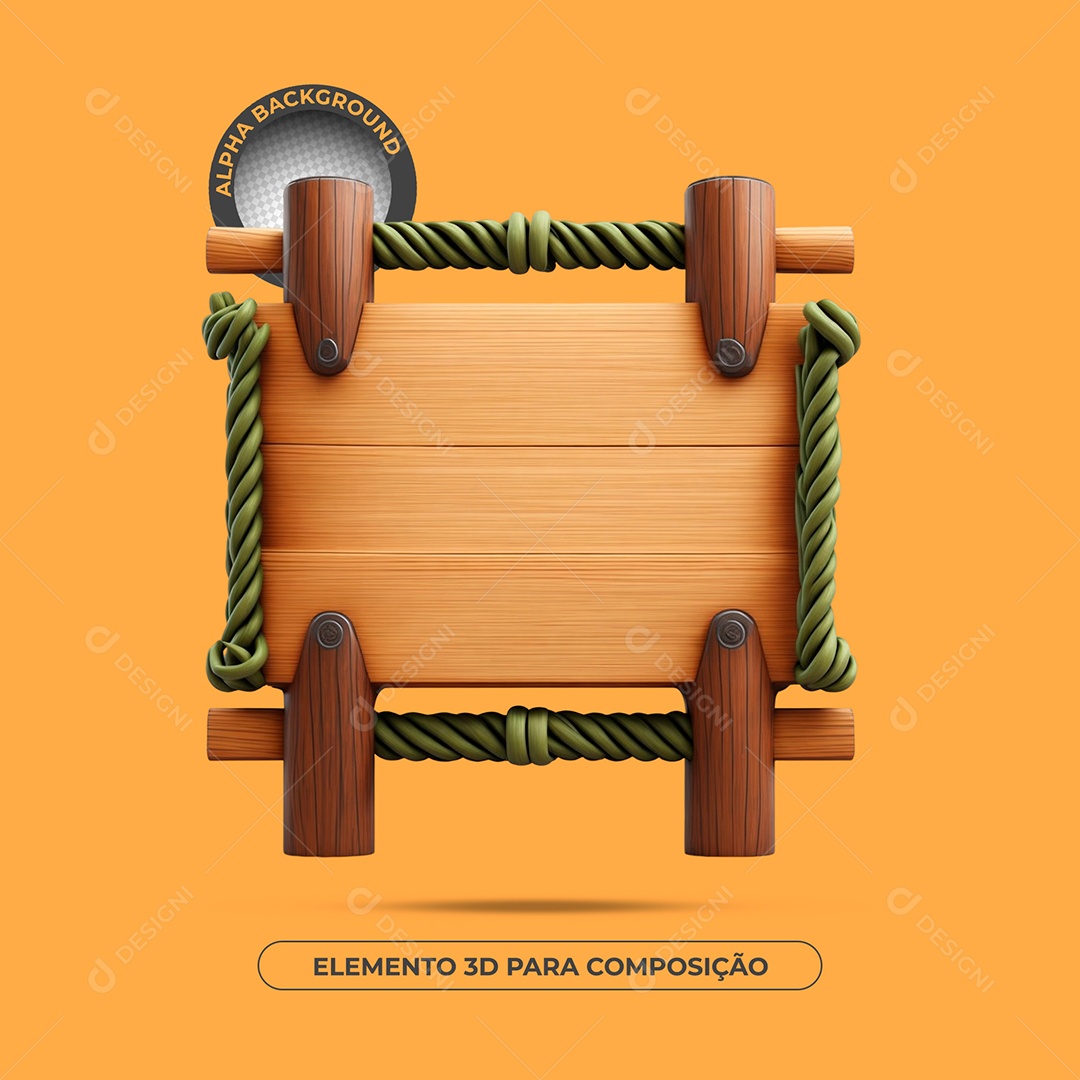 Placa De Madeira Elemento 3D Para Composição PSD