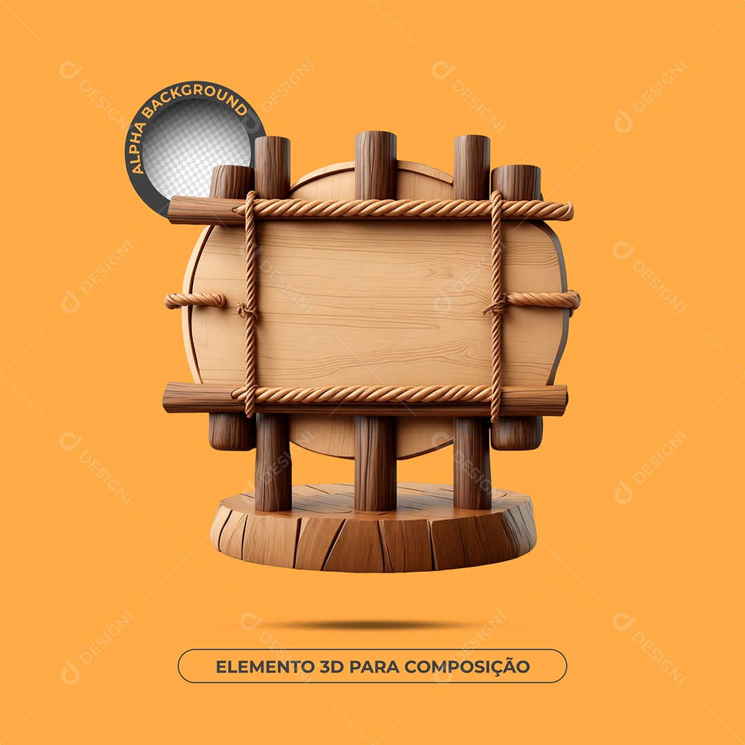 Painel De Madeira Elemento 3D Para Composição PSD