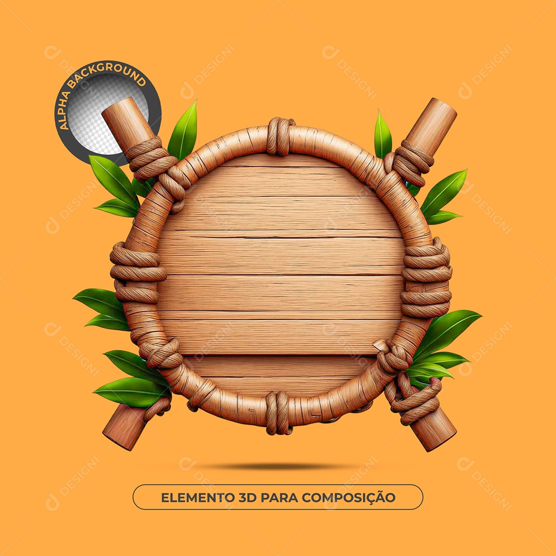 Painel De Madeira Elemento 3D Para Composição PSD