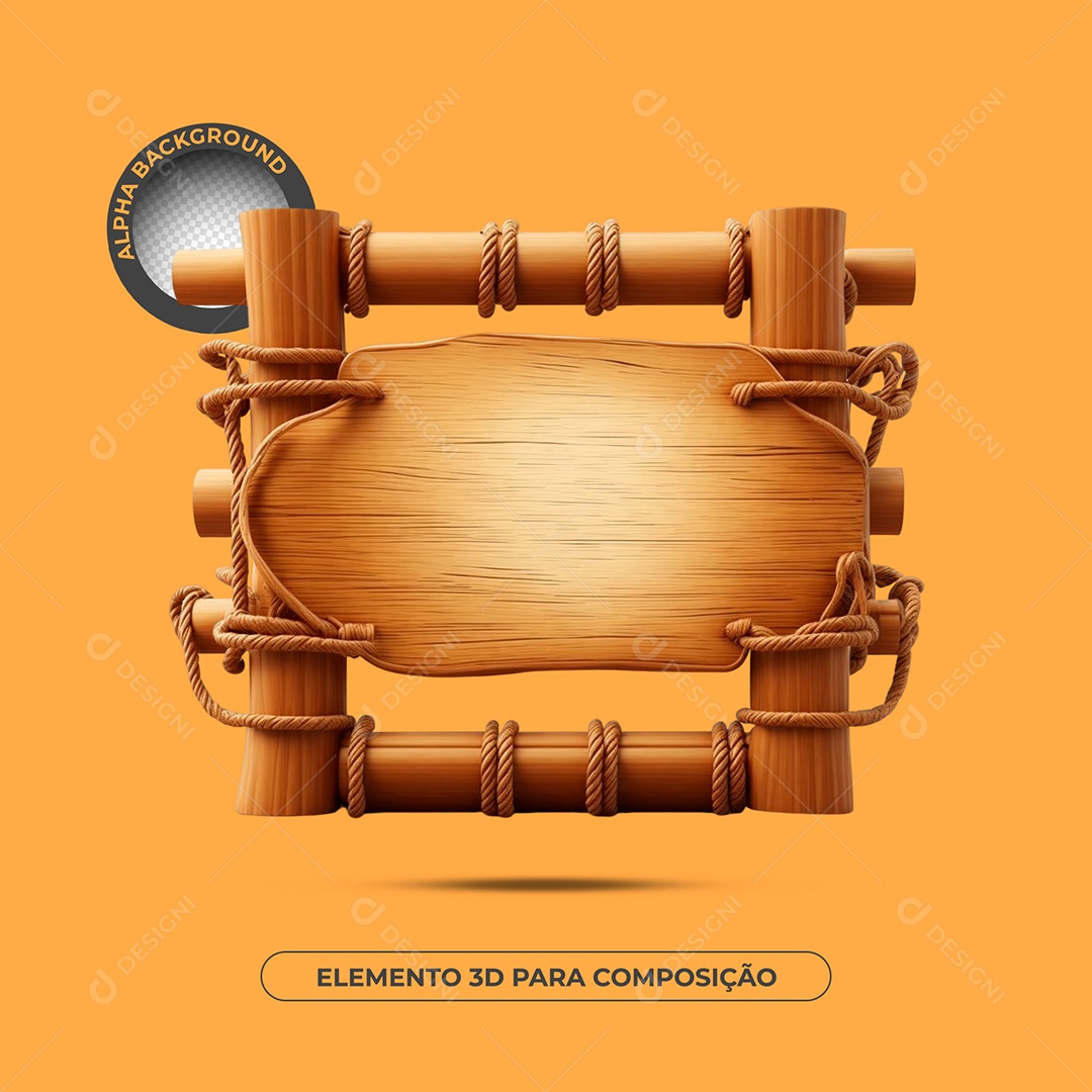 Placa De Bambu Elemento 3D Para Composição PSD