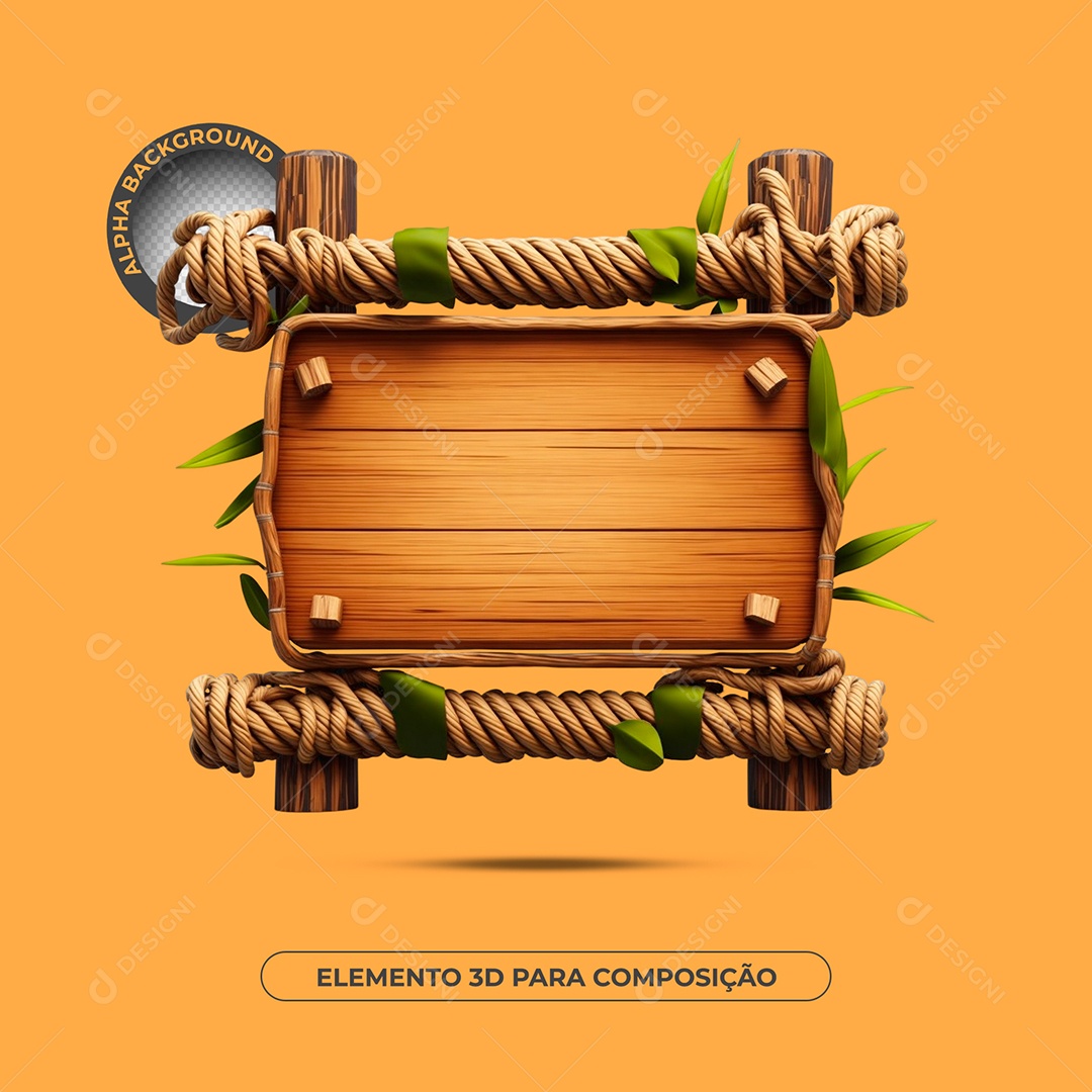 Wooden Board 3D Element For PSD Composition
