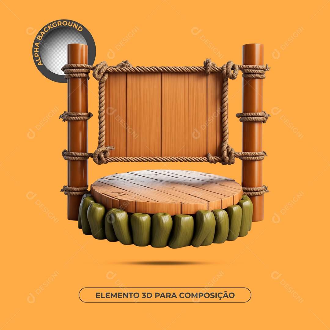 Placa e Podium Elemento 3D Para Composição PSD