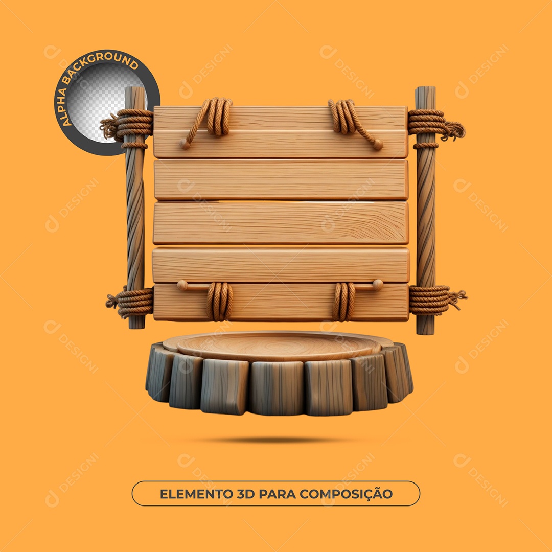 Placa e Podium Elemento 3D Para Composição PSD