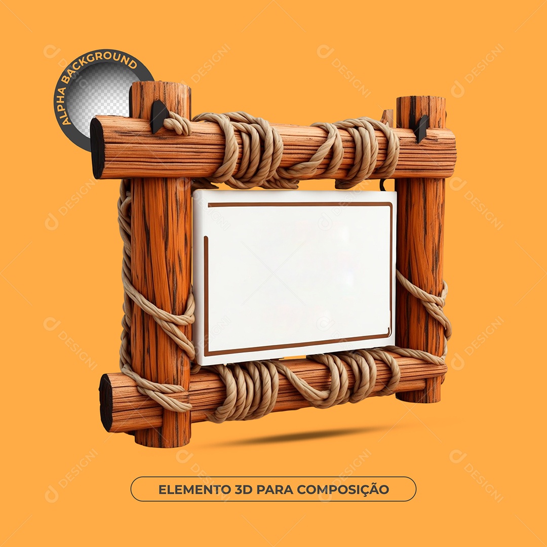 Placa De Madeira Elemento 3D Para Composição PSD