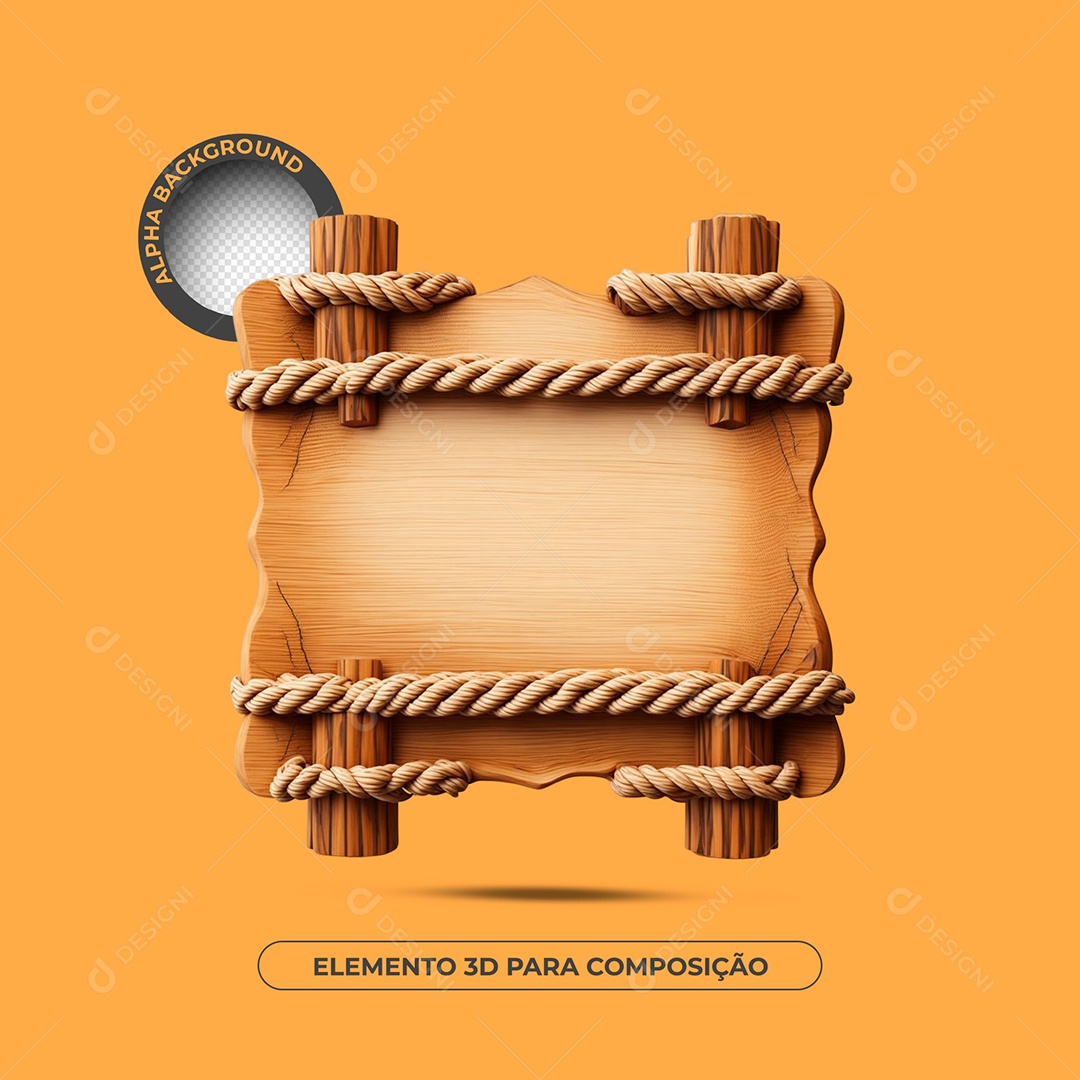 Placa De Madeira Elemento 3D Para Composição PSD