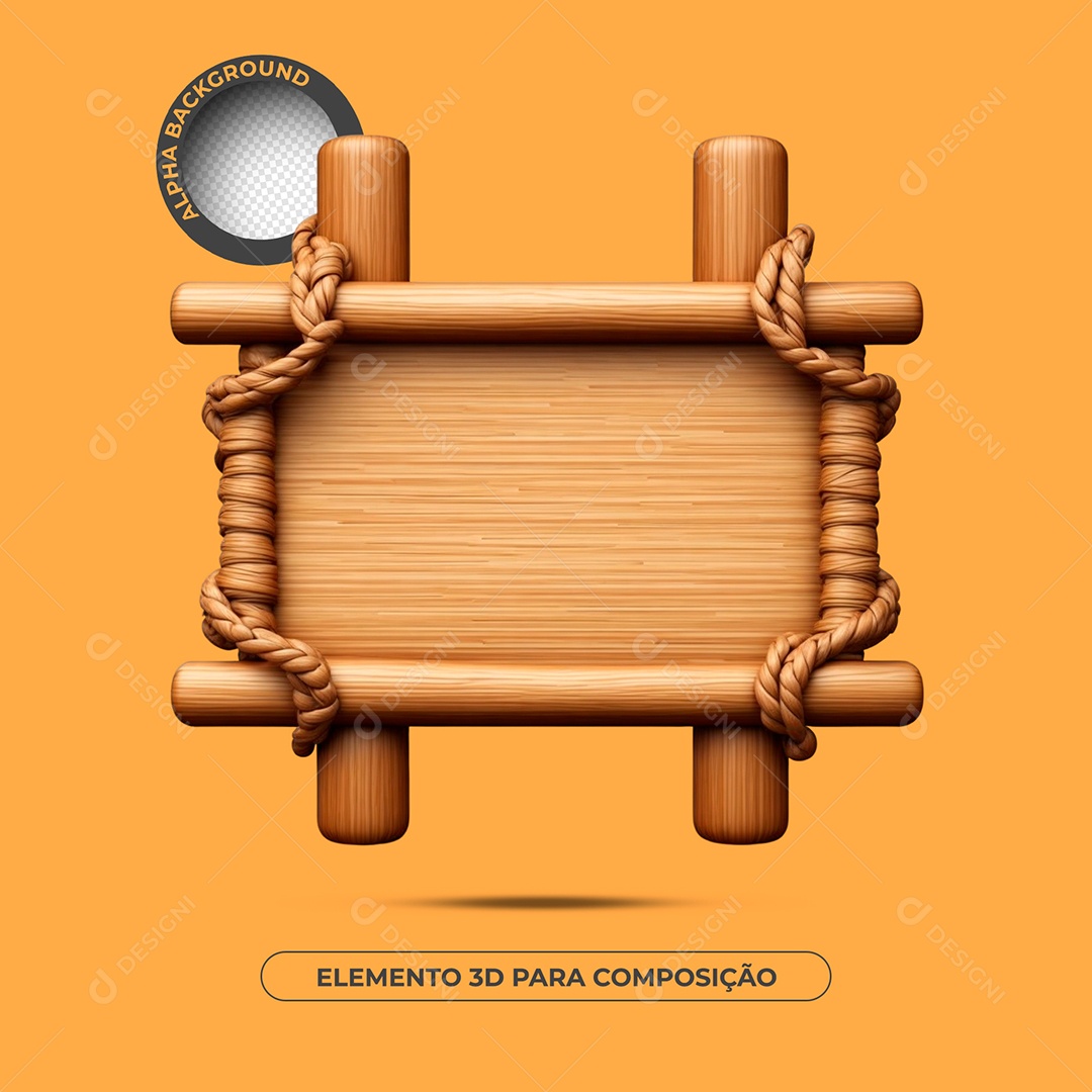 Placa De Madeira Elemento 3D Para Composição PSD