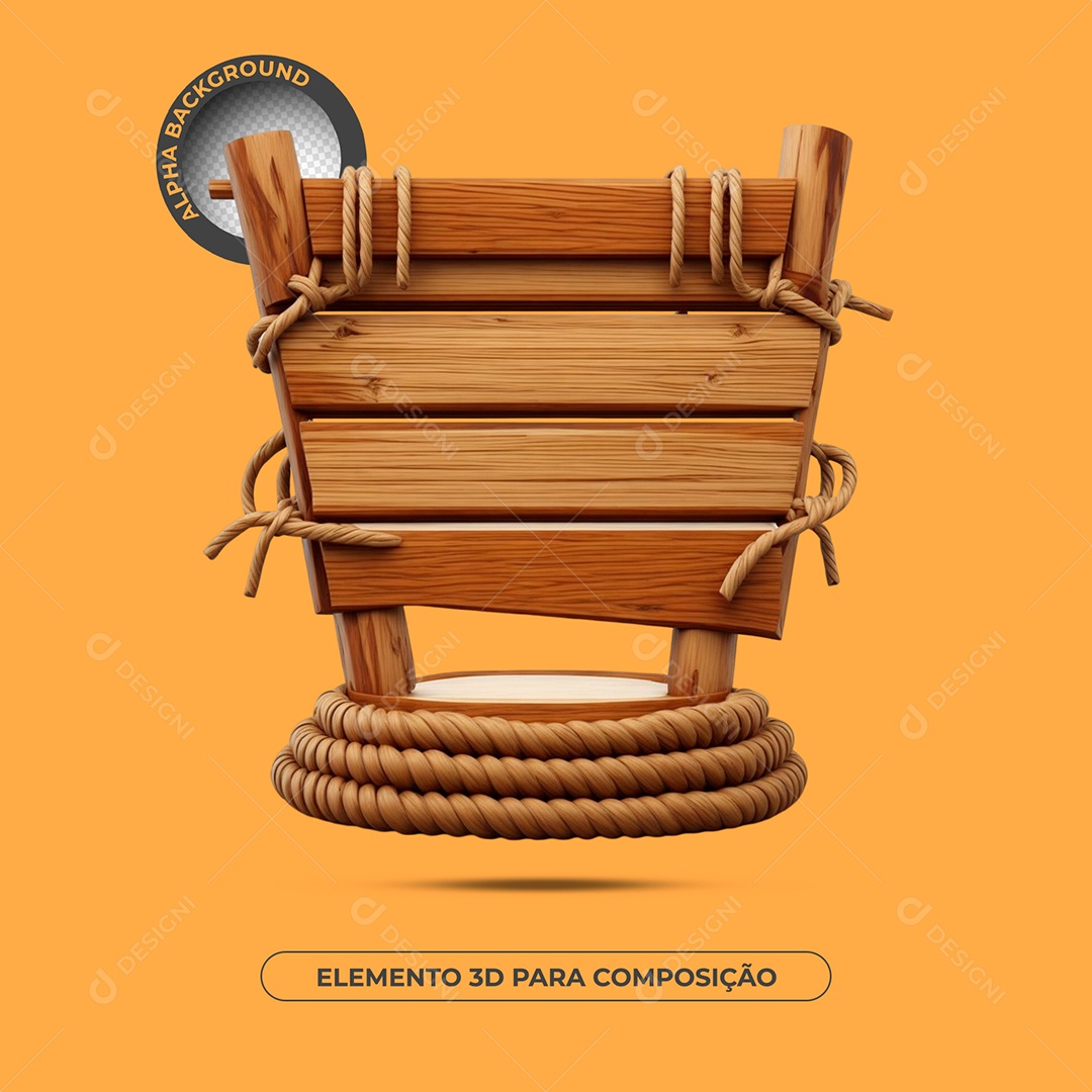 Placa De Madeira Elemento 3D Para Composição PSD