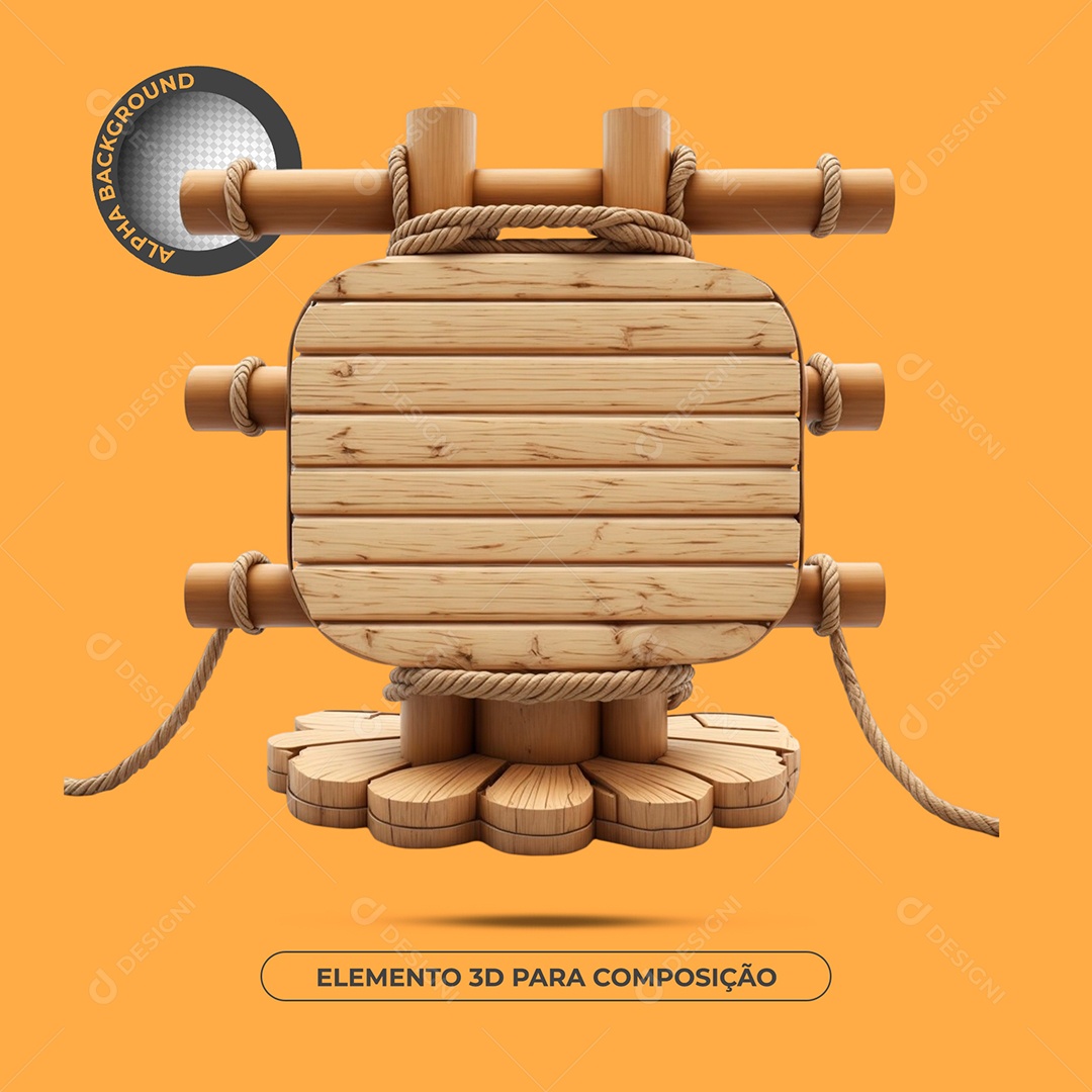 Placa De Bambu Elemento 3D Para Composição PSD