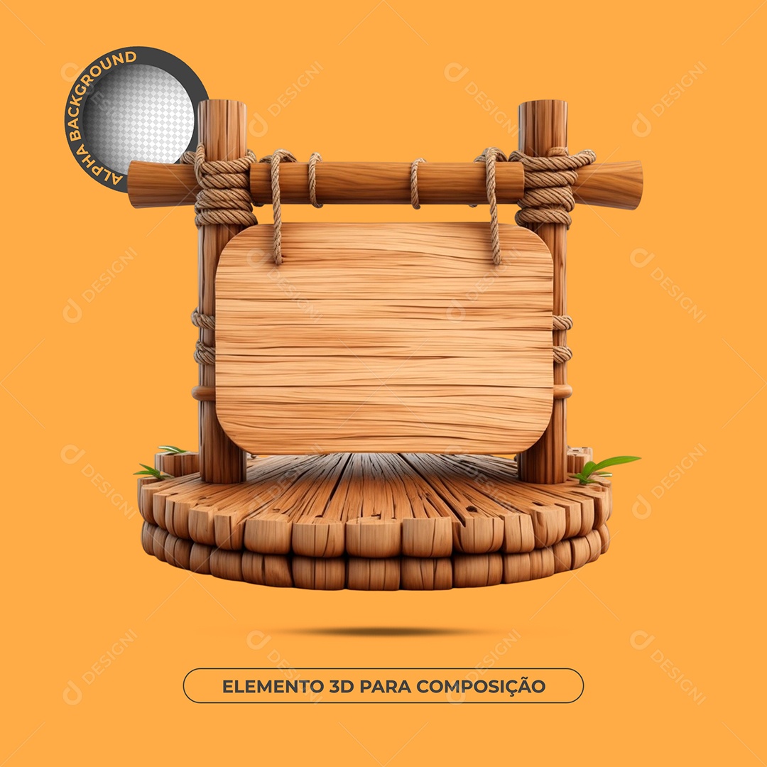 Placa De Bambu Elemento 3D Para Composição PSD