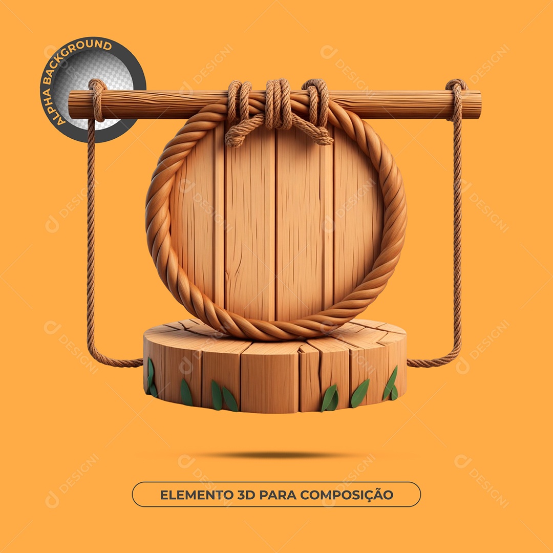 Painel De Madeira Elemento 3D Para Composição PSD
