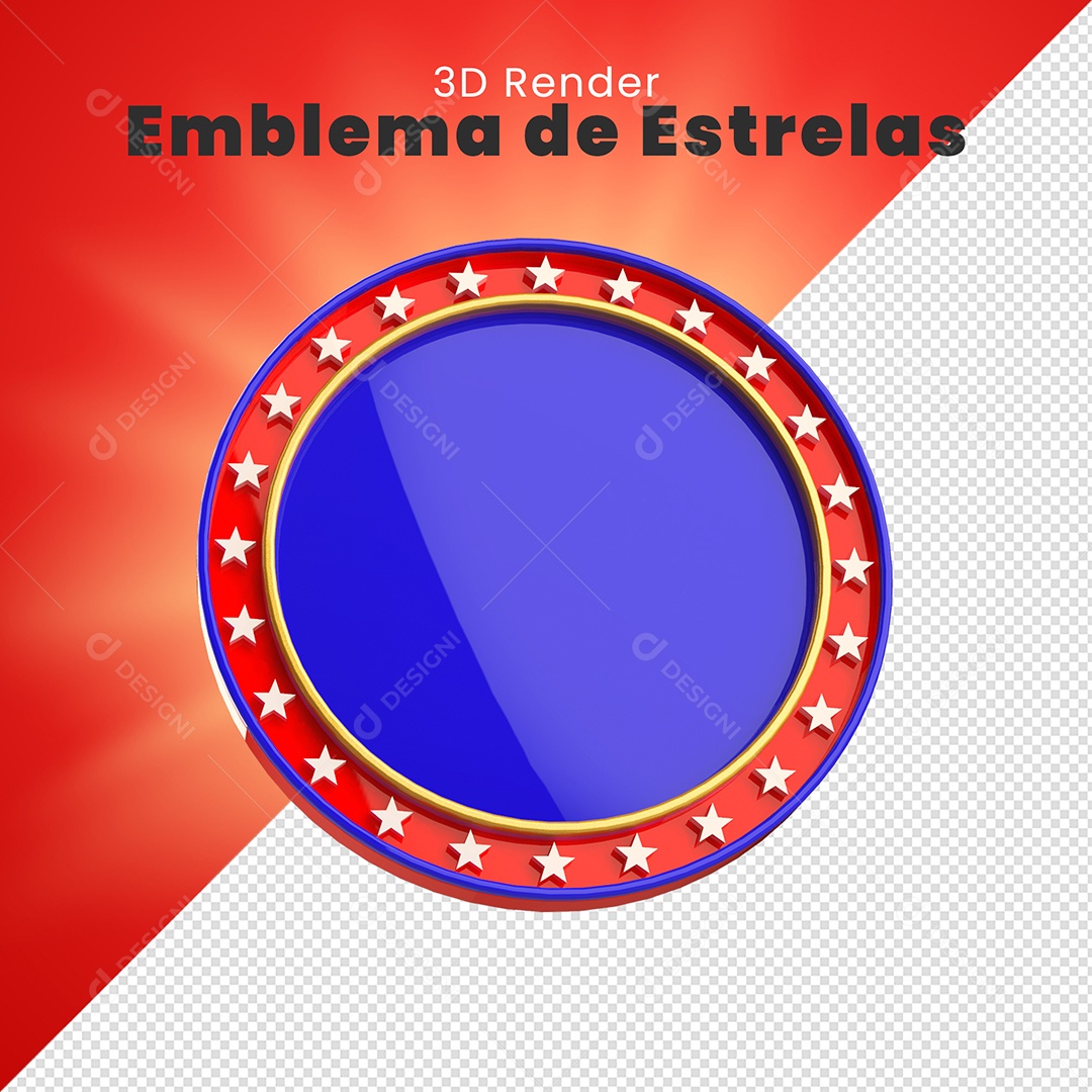 Painel De Estrelas Redondo Azul Vermelho Elemento 3D Para Composição PSD