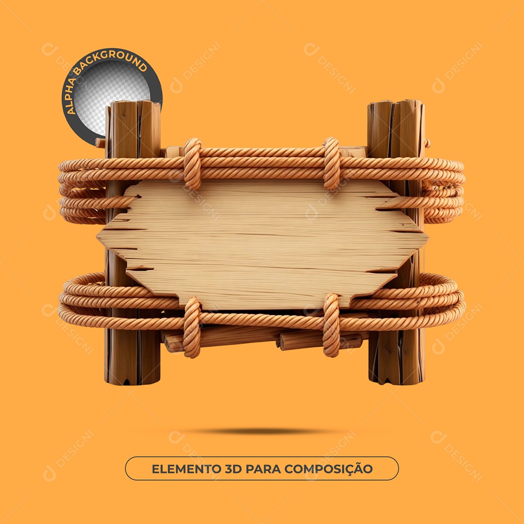 Placa De Bambu Elemento 3D Para Composição PSD