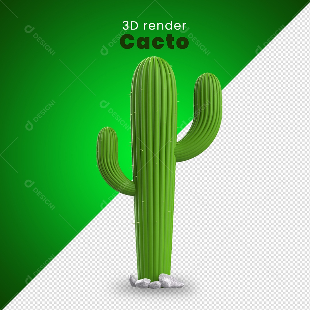 Planta Cacto Elemento 3D Para Composição PSD