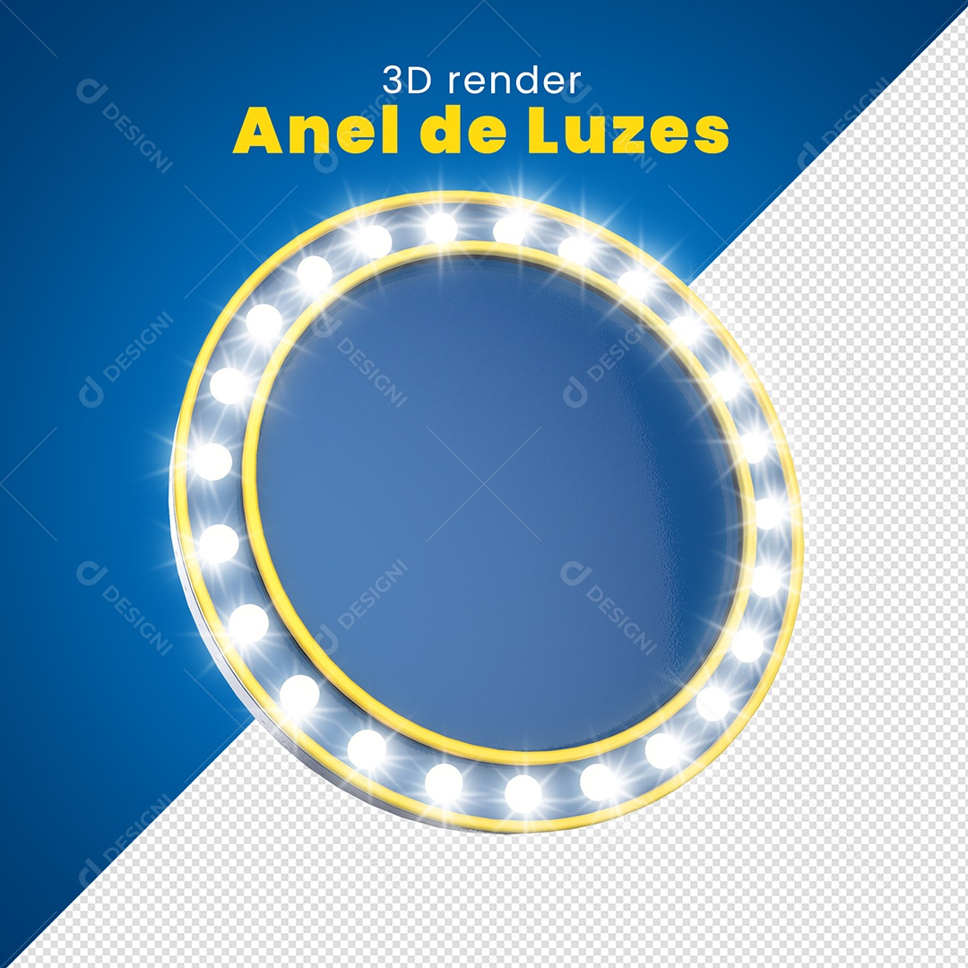 Elemento 3D Anel De Luz Azul Para Composição PSD