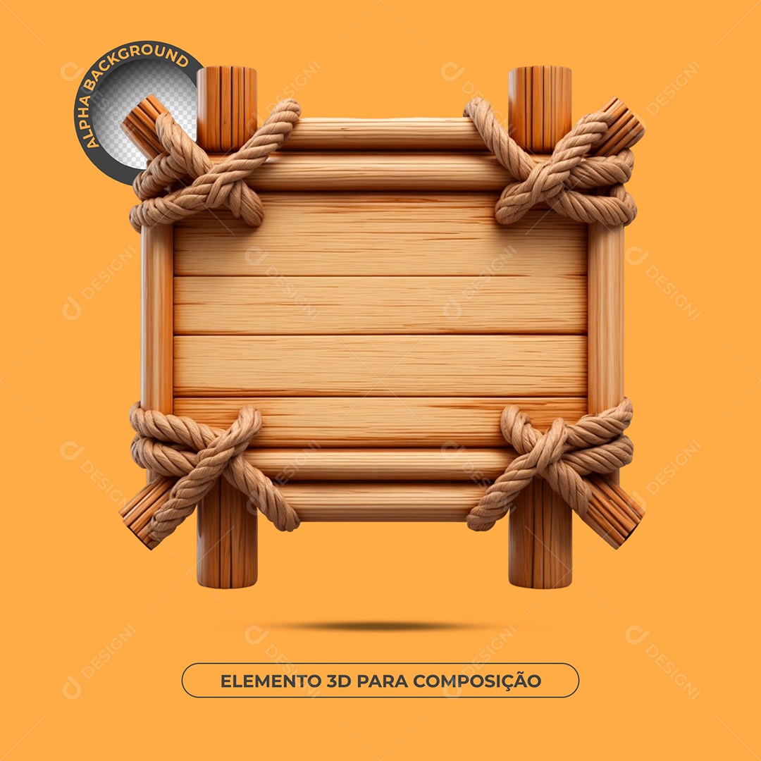 Placa De Madeira Elemento 3D Para Composição PSD