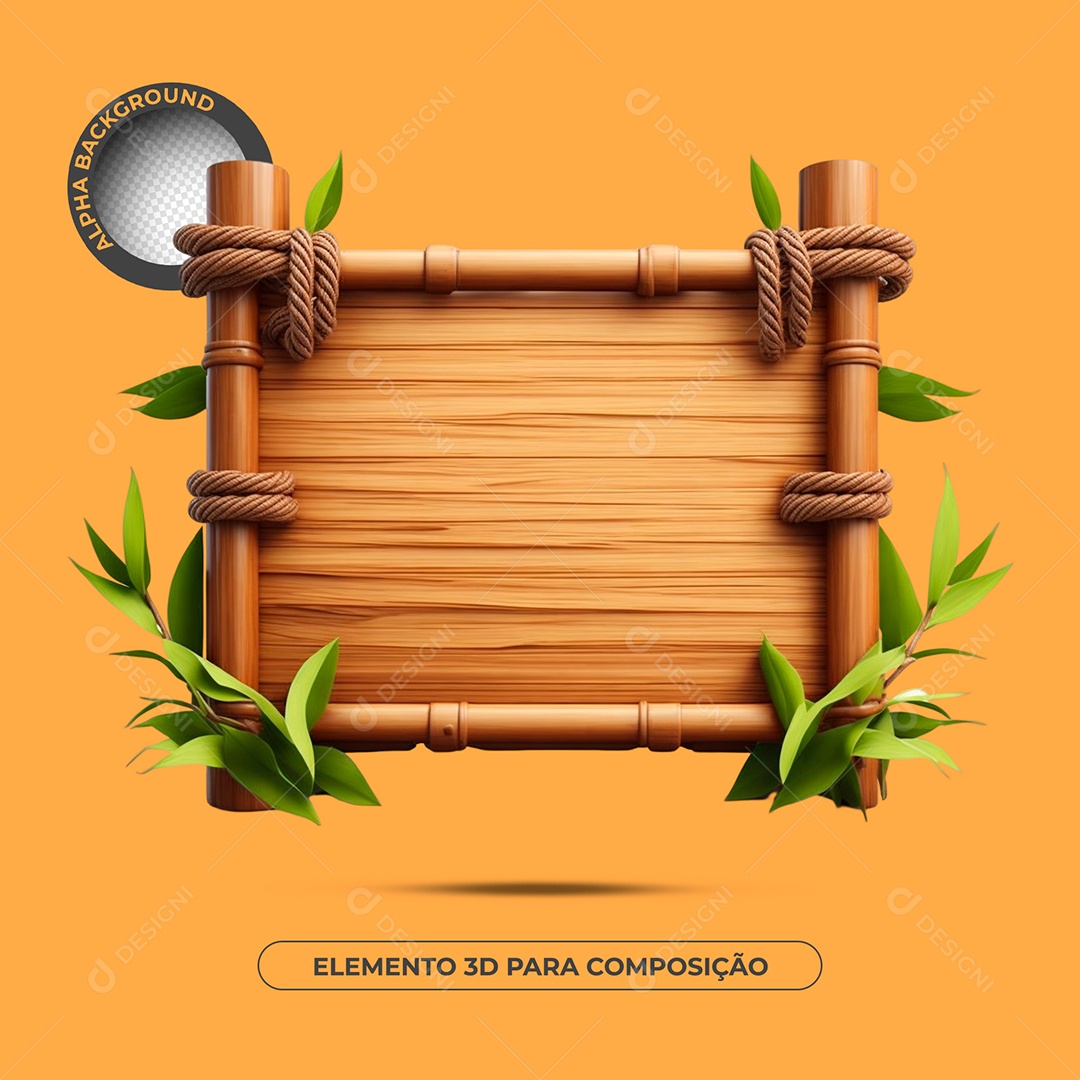 Painel De Bambu Elemento 3D Para Composição PSD