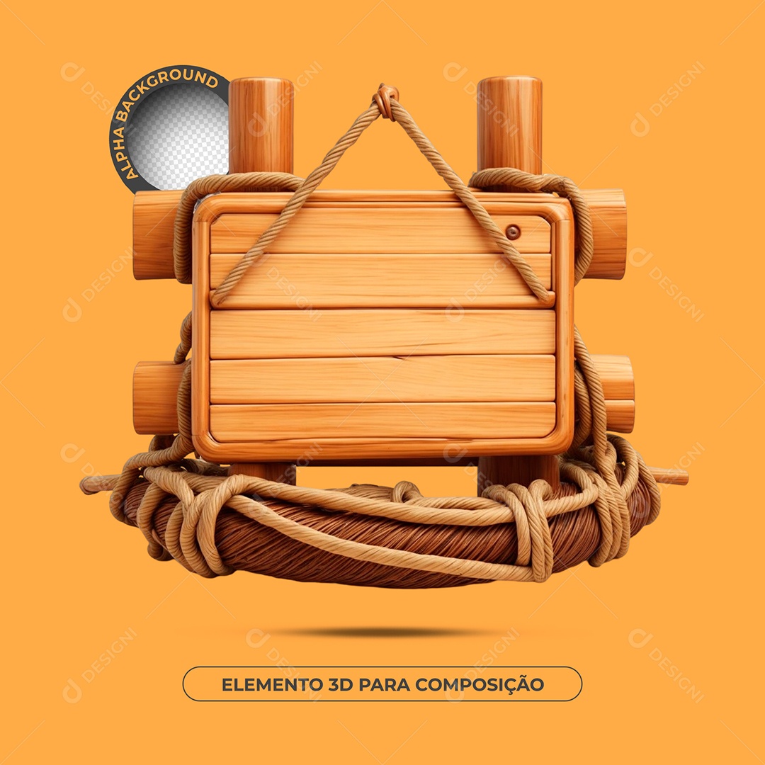 Placa De Madeira Elemento 3D Para Composição PSD