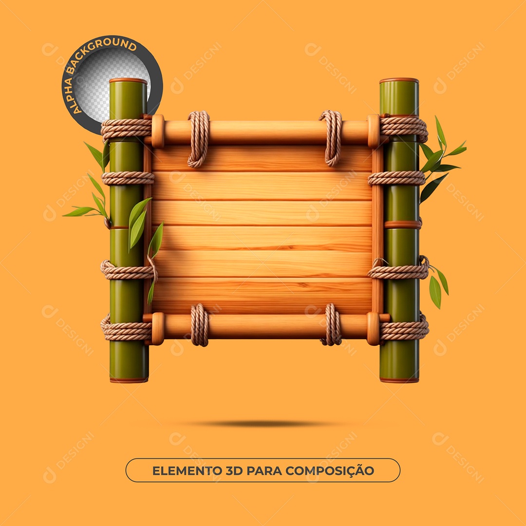 Placa De Bambu Elemento 3D Para Composição PSD