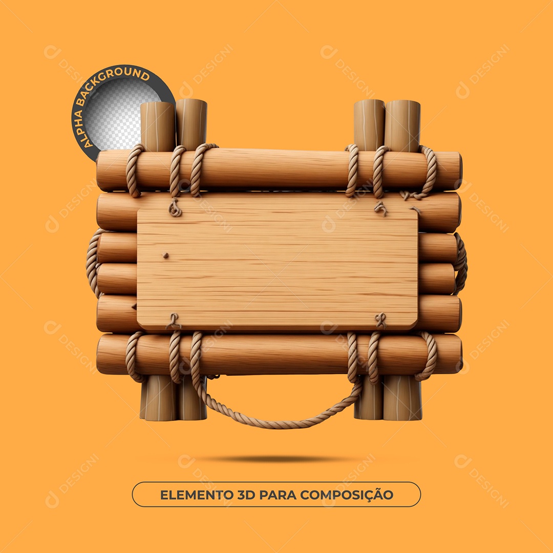 Placa De Madeira Elemento 3D Para Composição PSD