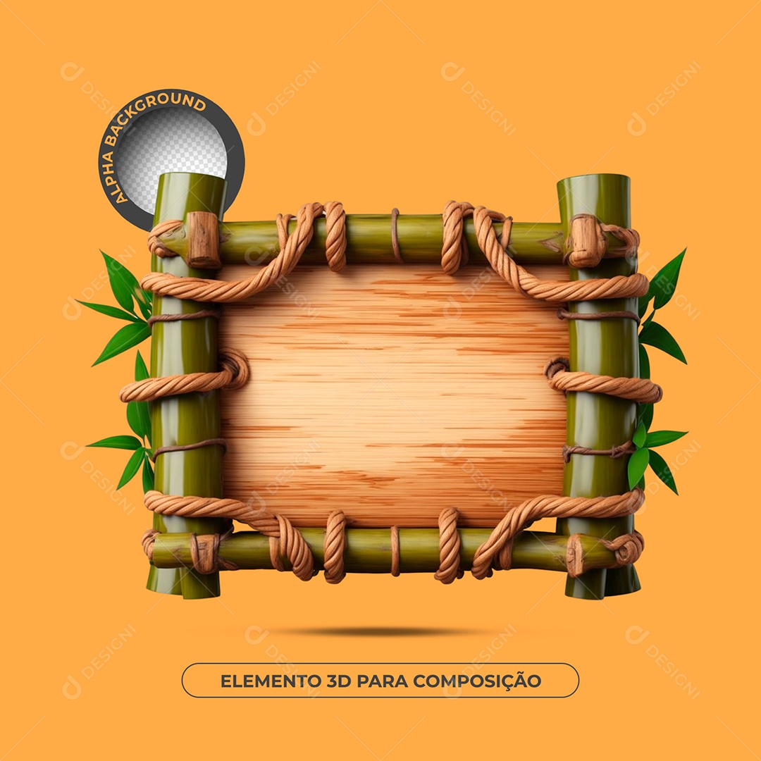 Placa De Bambu Elemento 3D Para Composição PSD