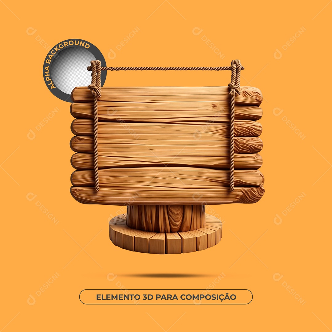 Placa De Madeira Elemento 3D Para Composição PSD
