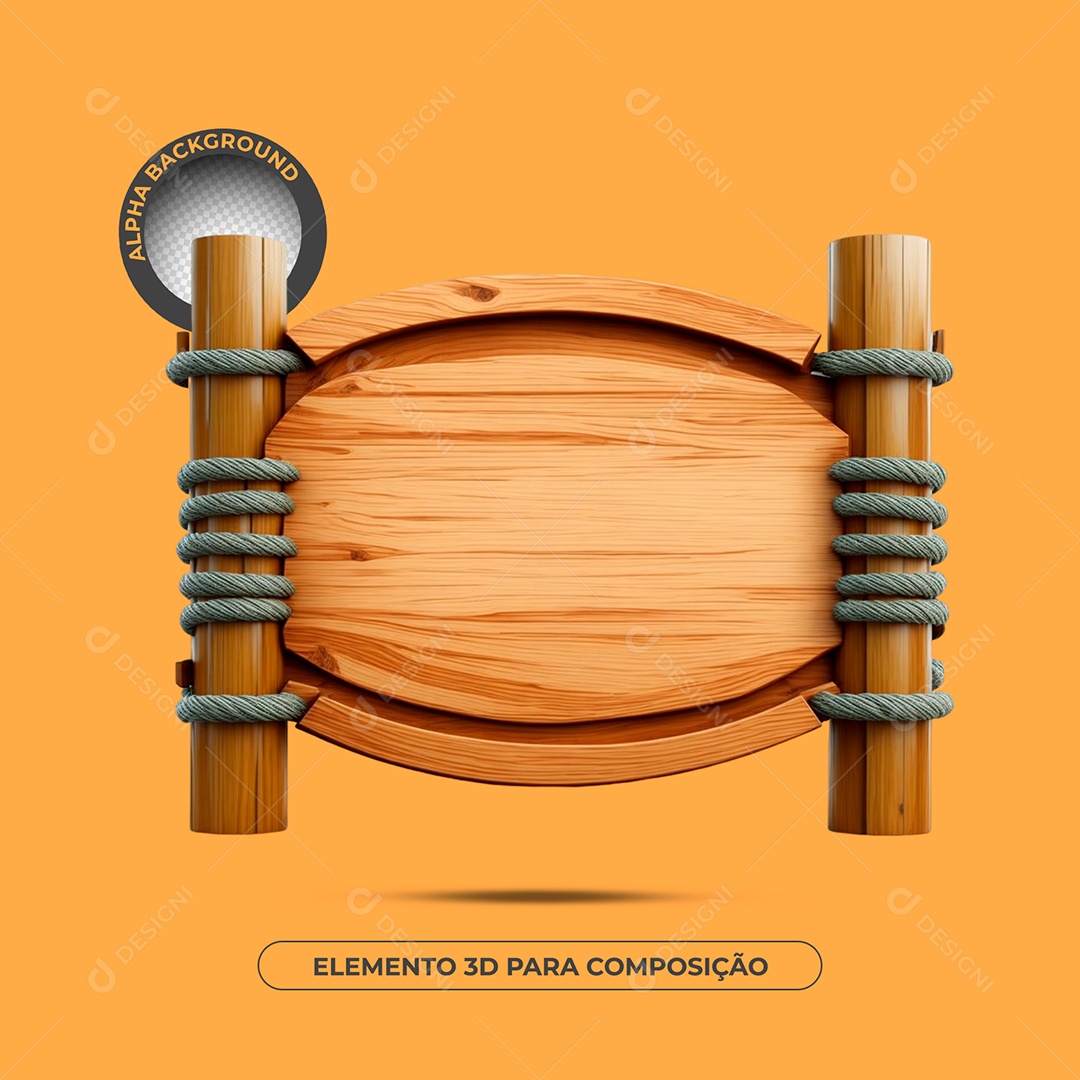Placa De Madeira Elemento 3D Para Composição PSD