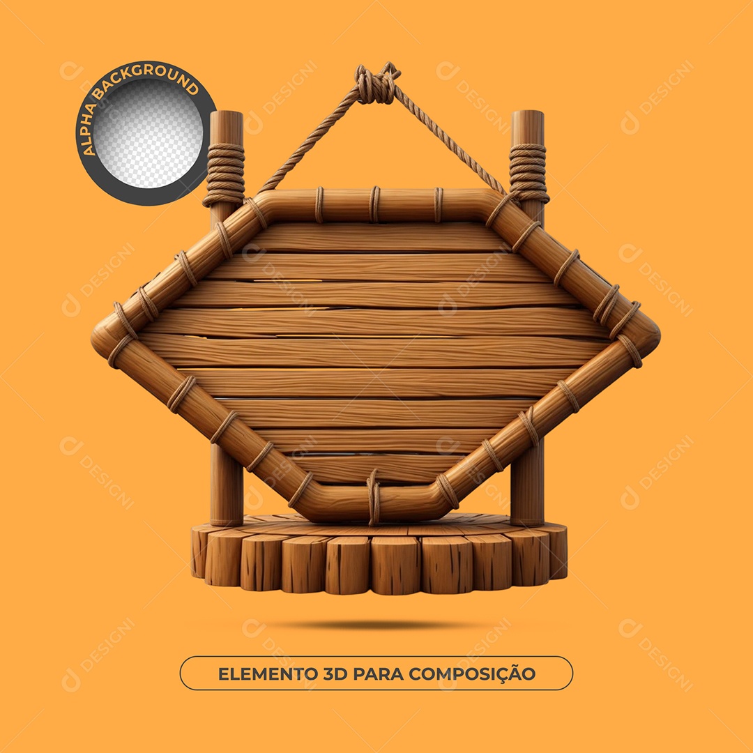 Placa e Pódio De Madeira Elemento 3D Para Composição PSD