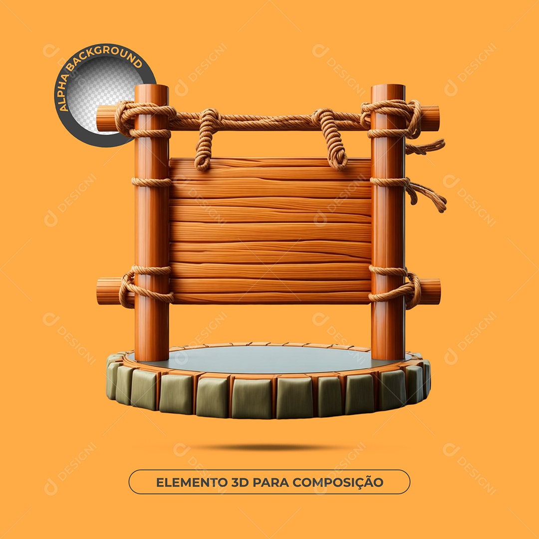 Placa e Pódio De Madeira Elemento 3D Para Composição PSD