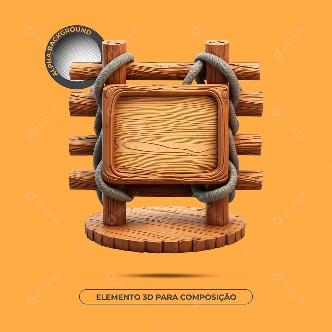 Placa e Pódio De Madeira Elemento 3D Para Composição PSD