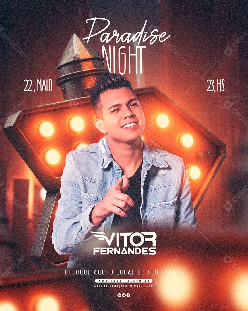 Show Paradise Night Victor Fernandes Flyer Social Media PSD Editável