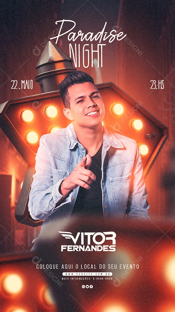 Story Show Paradise Night Victor Fernandes Flyer Social Media PSD Editável