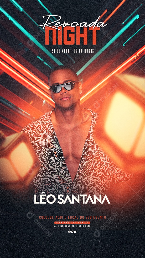 Story Show Revoada Night Léo Santana Flyer Social Media PSD Editável