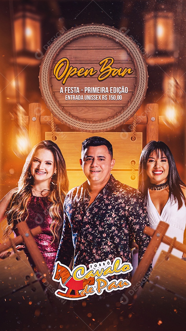 Story Open Bar Flyer Forró Cavalo De Pau Social Media PSD Editável