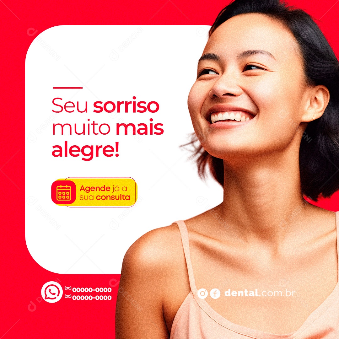 Seu Sorriso Muito Mais Alegre Dentista Social Media PSD Editável