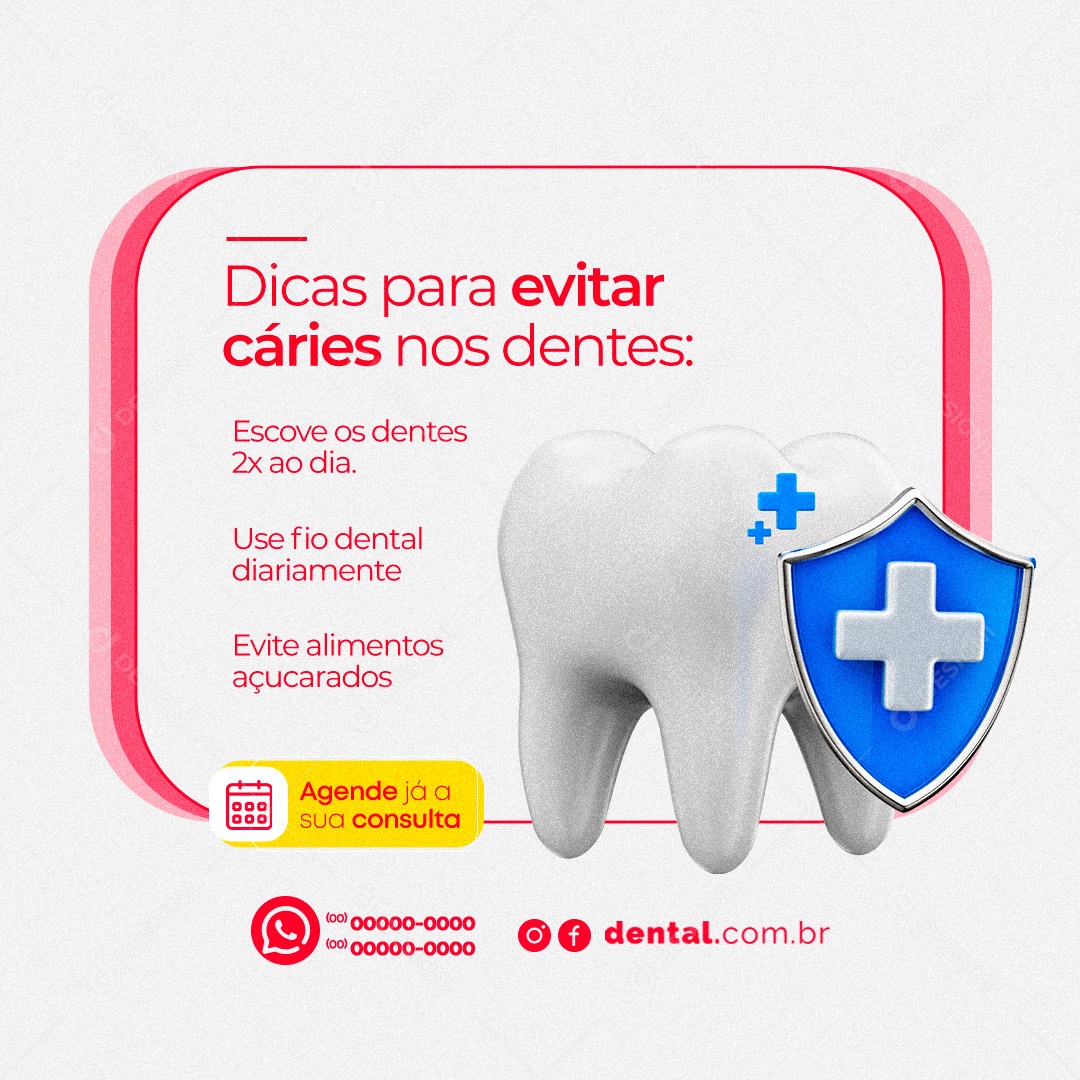 Dicas Para Evitar Cáries Nos Dentes Dentista Social Media PSD Editável
