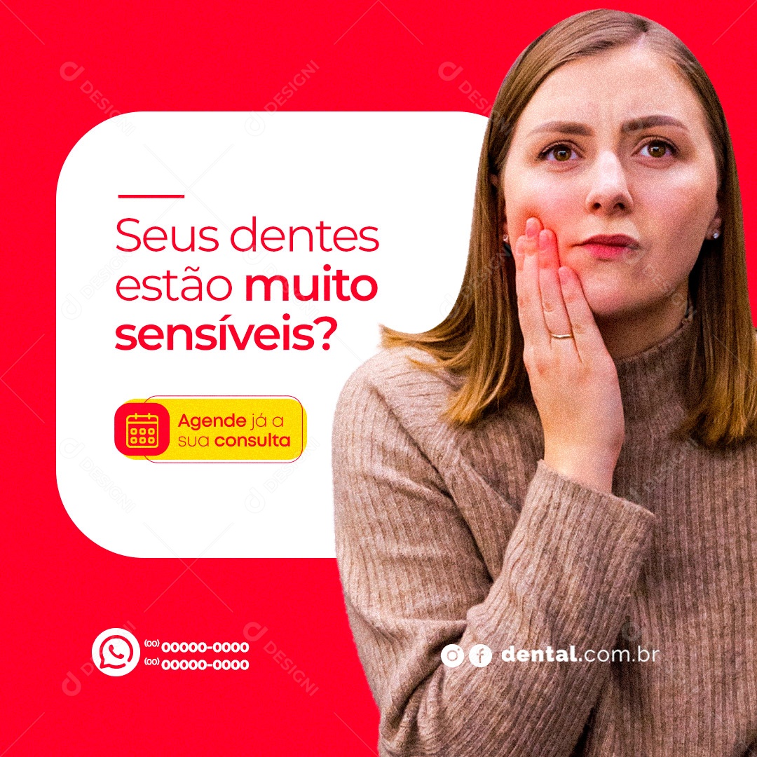 Seus Dentes Estão Muito Sensíveis Dentista Social Media PSD Editável