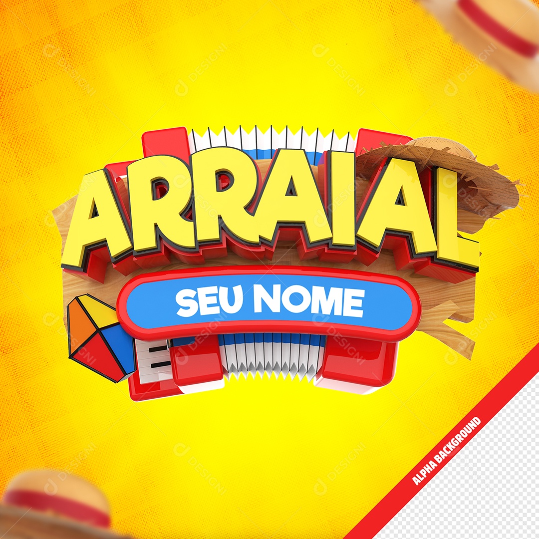 Selo 3D Arraial São João Para Composição PSD