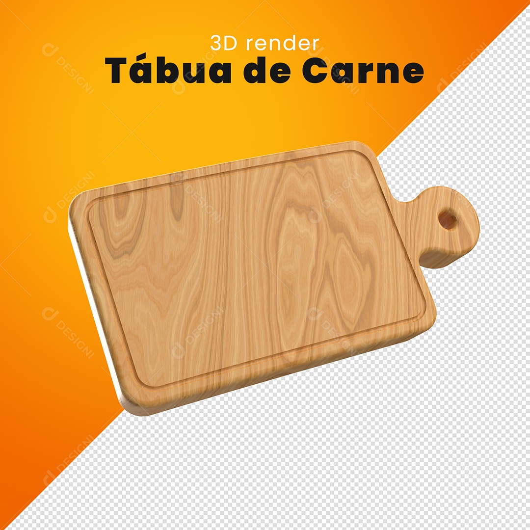 Elemento 3D Tábua De Carne Madeira Para Composição PSD