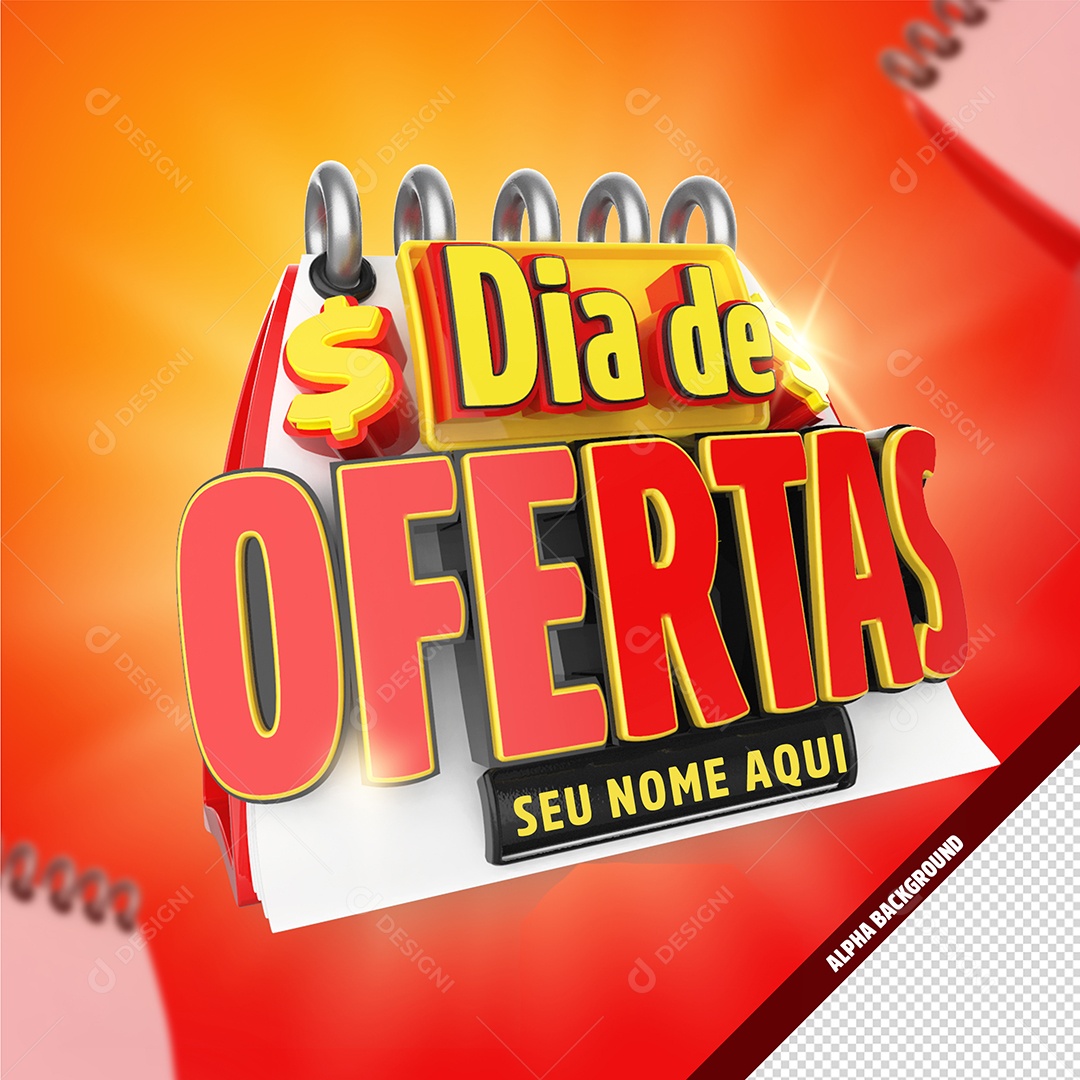 Dia De Ofertas Calendário Selo 3D Para Composição PSD