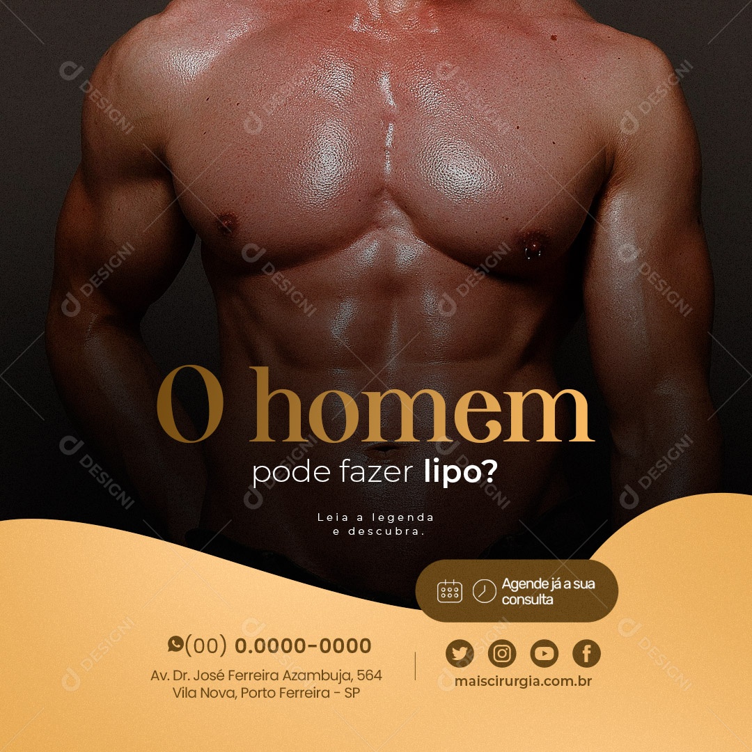 O Homem Pode Fazer Lipo Lipoaspiração Social Media PSD Editável