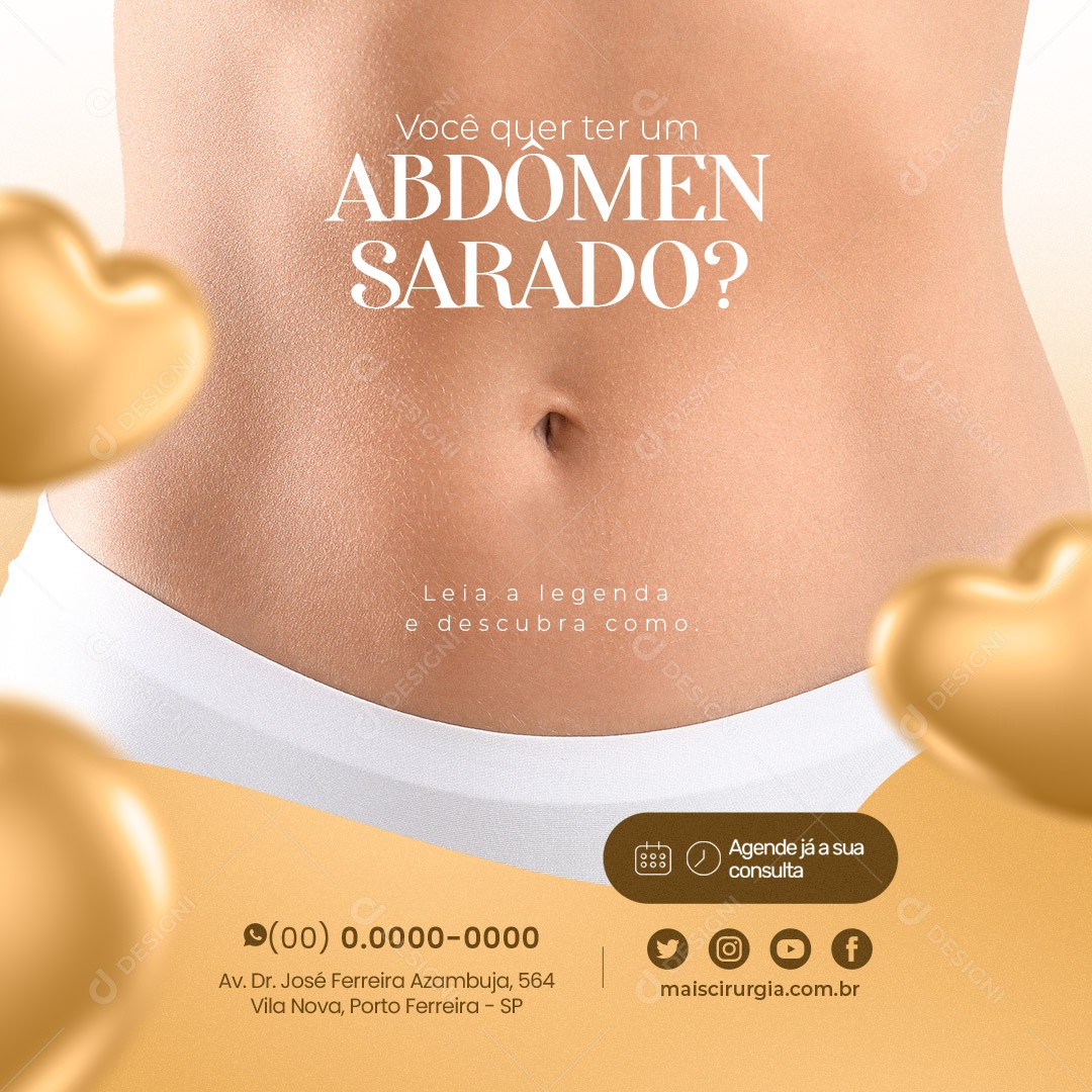 Você Quer Ter Um Abdômen Sarado Lipoaspiração Social Media PSD Editável