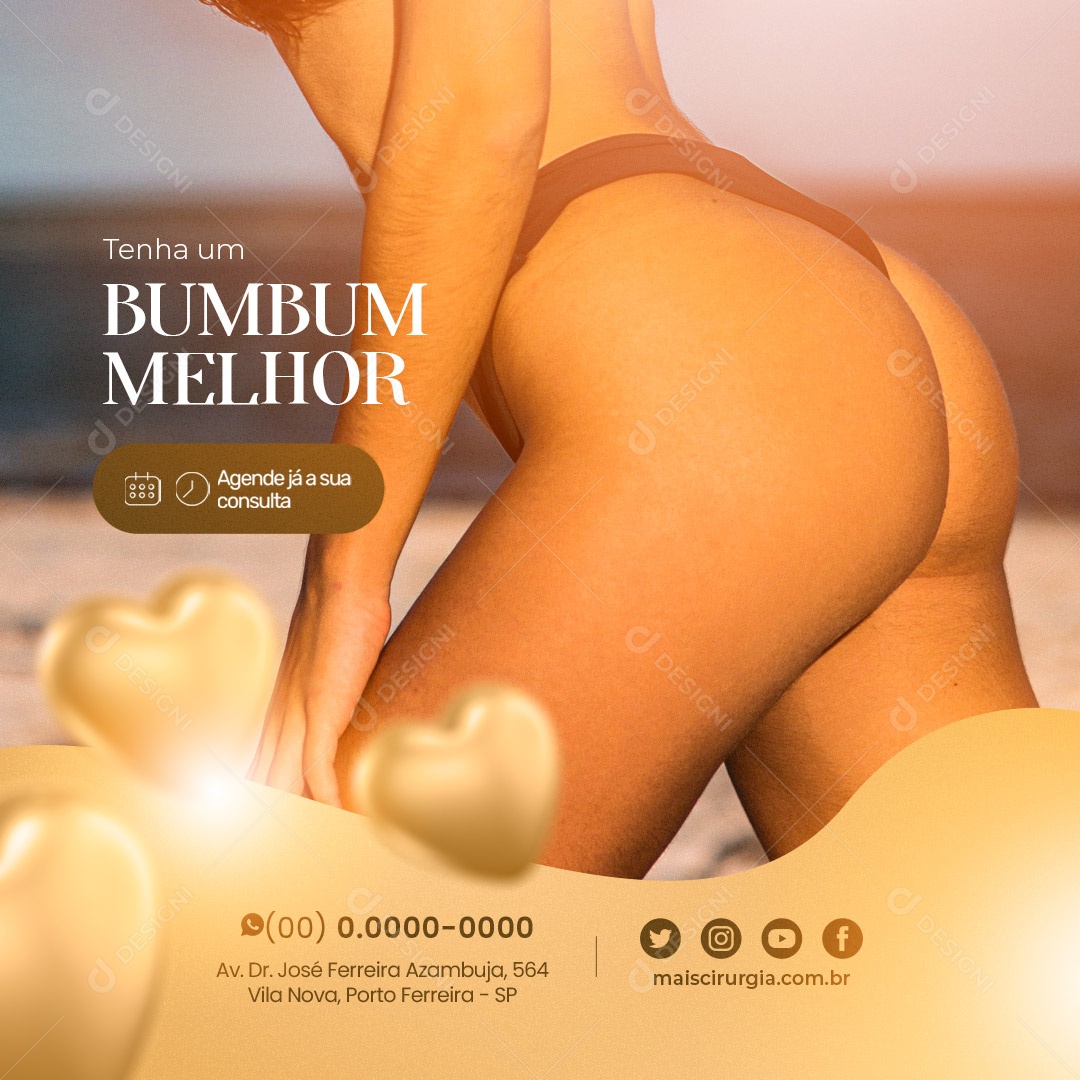 Tenha Um Bumbum Melhor Lipoaspiração Social Media PSD Editável