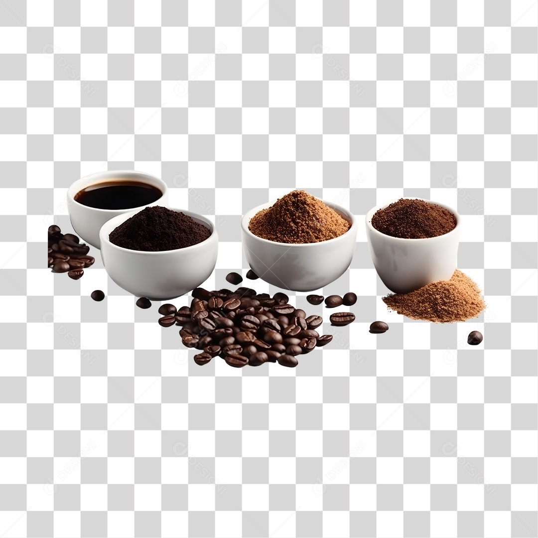 Grãos de café torrado sobre tigela PNG Transparente