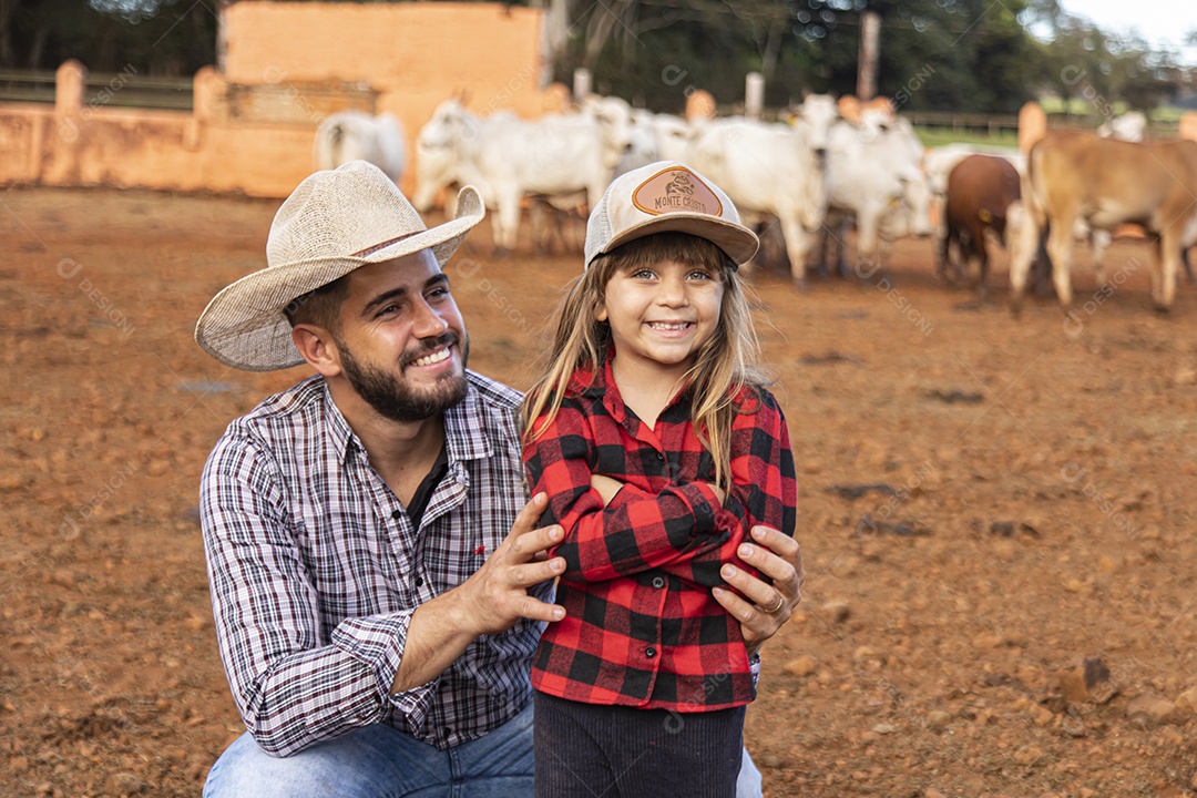 Filha ao lado de seu pai agropecuarista