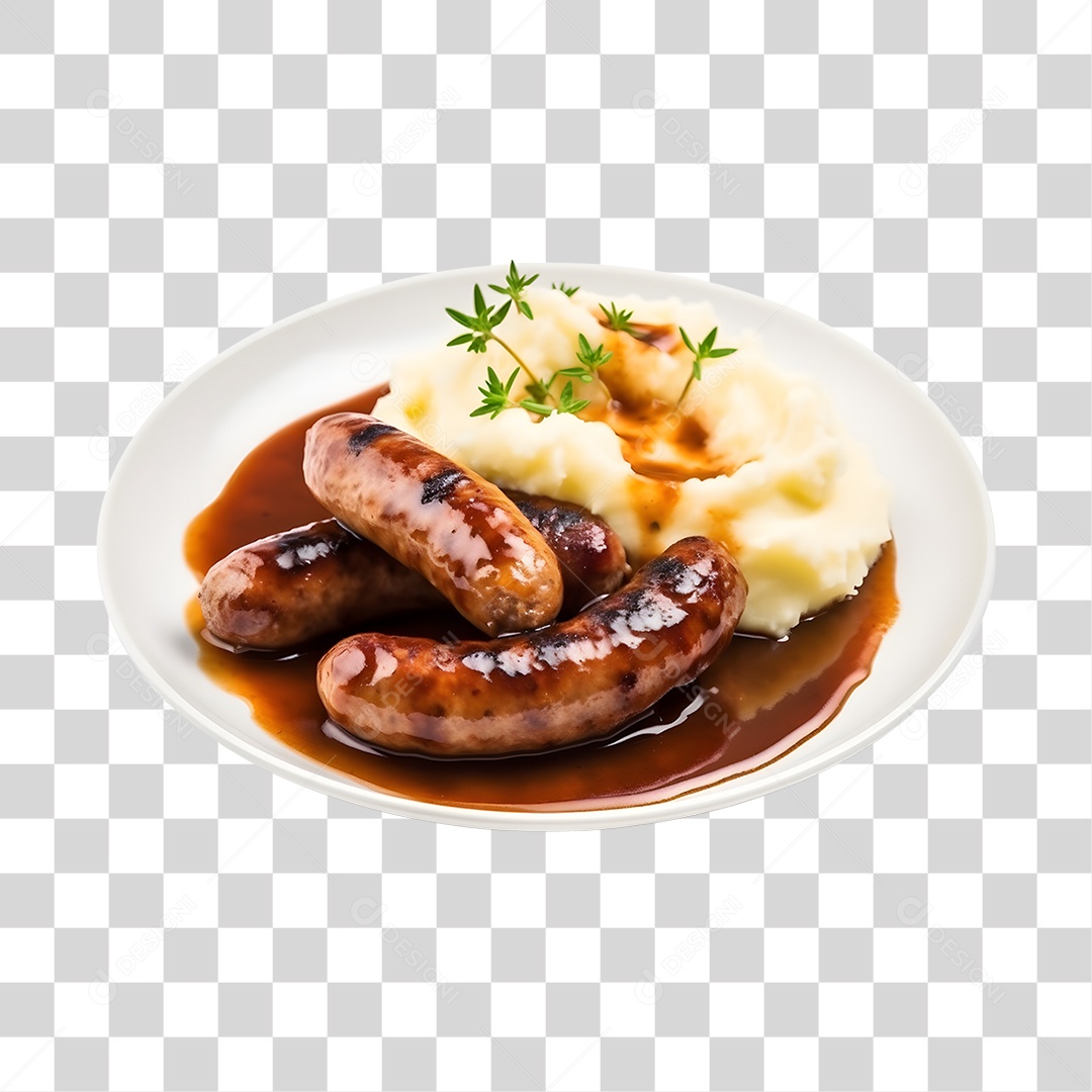 Prato de comida Bangers and mash PNG Transparente
